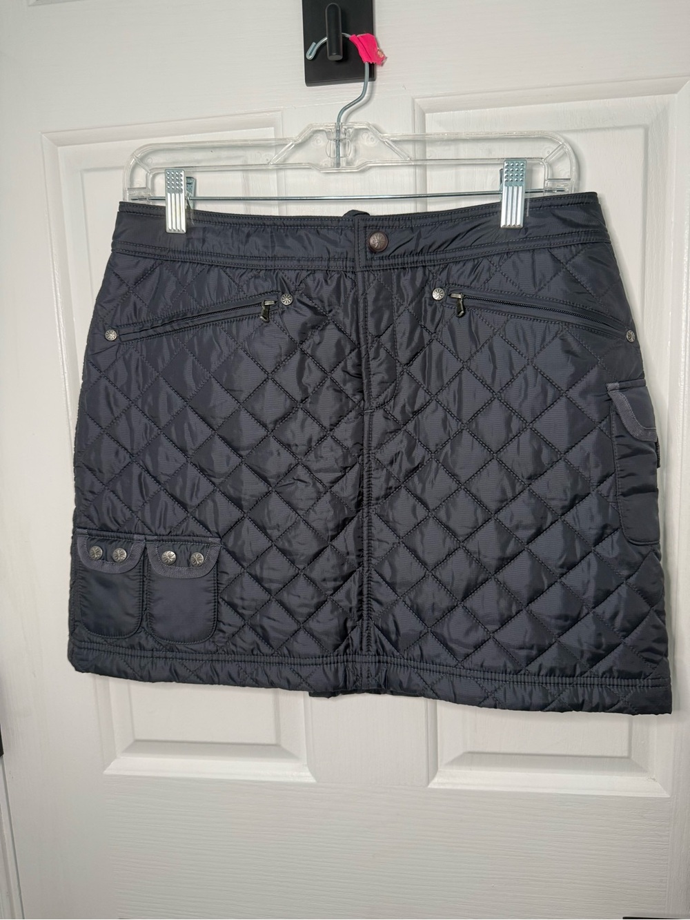 Athleta Quilted Black Mini Skirt with Utility Pockets